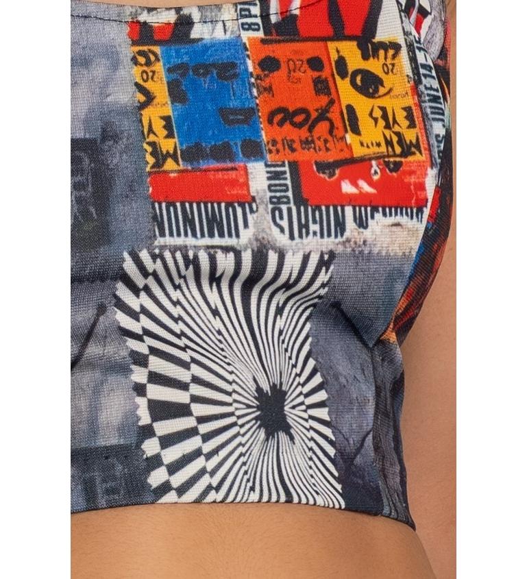 1990S Ensemble imprimé en polyester gris multicolore en vente 3