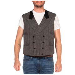 1990S Grey Wool Men's Art Deco Gangster Throwback Vest