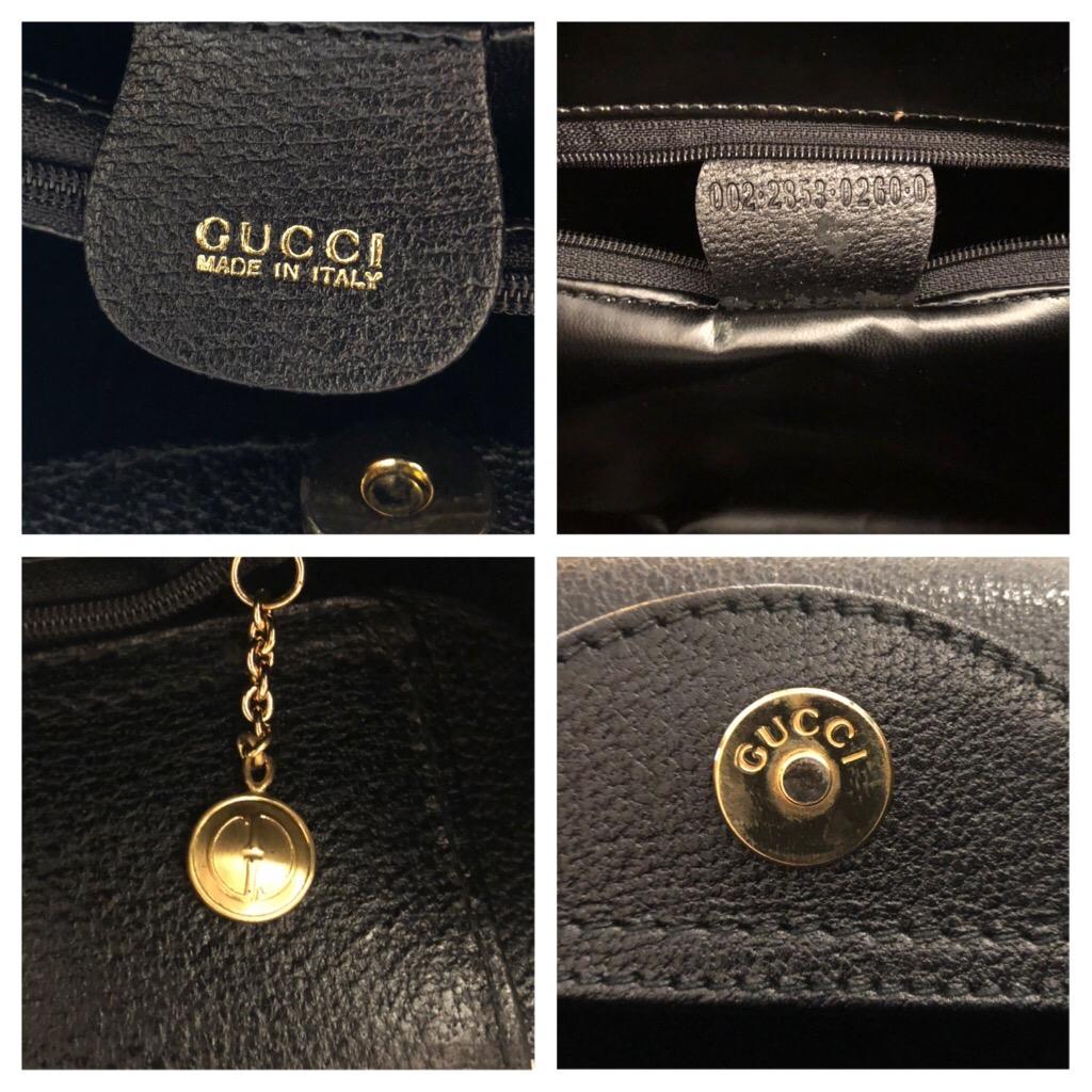 1990s GUCCI Negro Cuero Bambú Tote Princesa Diana Tote 1