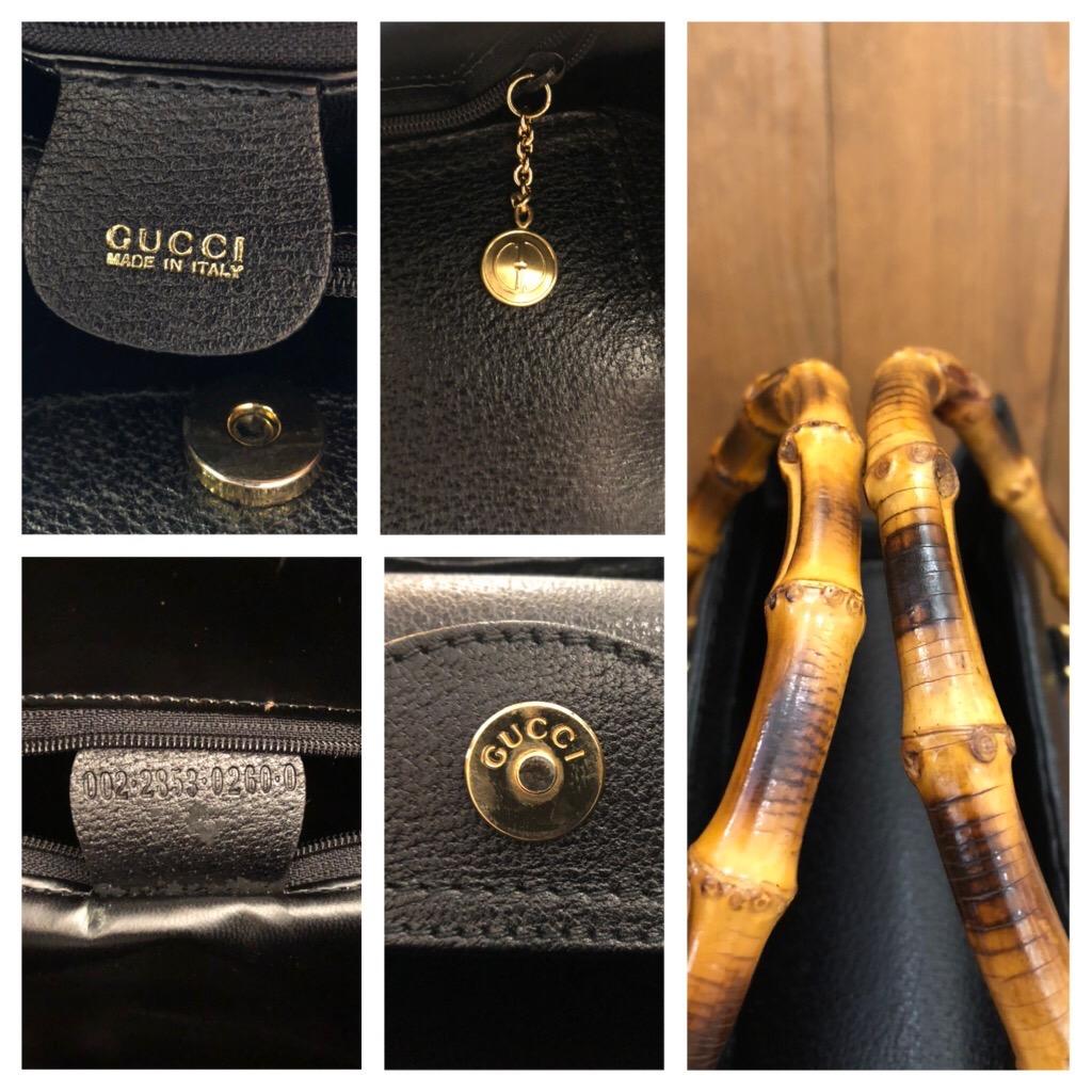 1990s GUCCI Negro Cuero Bambú Tote Princesa Diana Tote 3