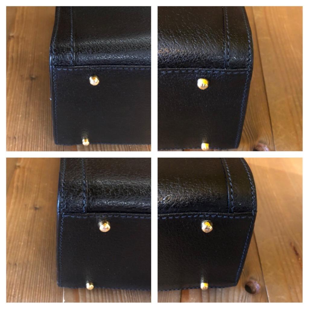 1990s GUCCI Negro Cuero Bambú Tote Princesa Diana Tote 5