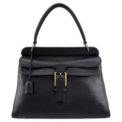 1990s Gucci Black Leather Top Handle Satchel