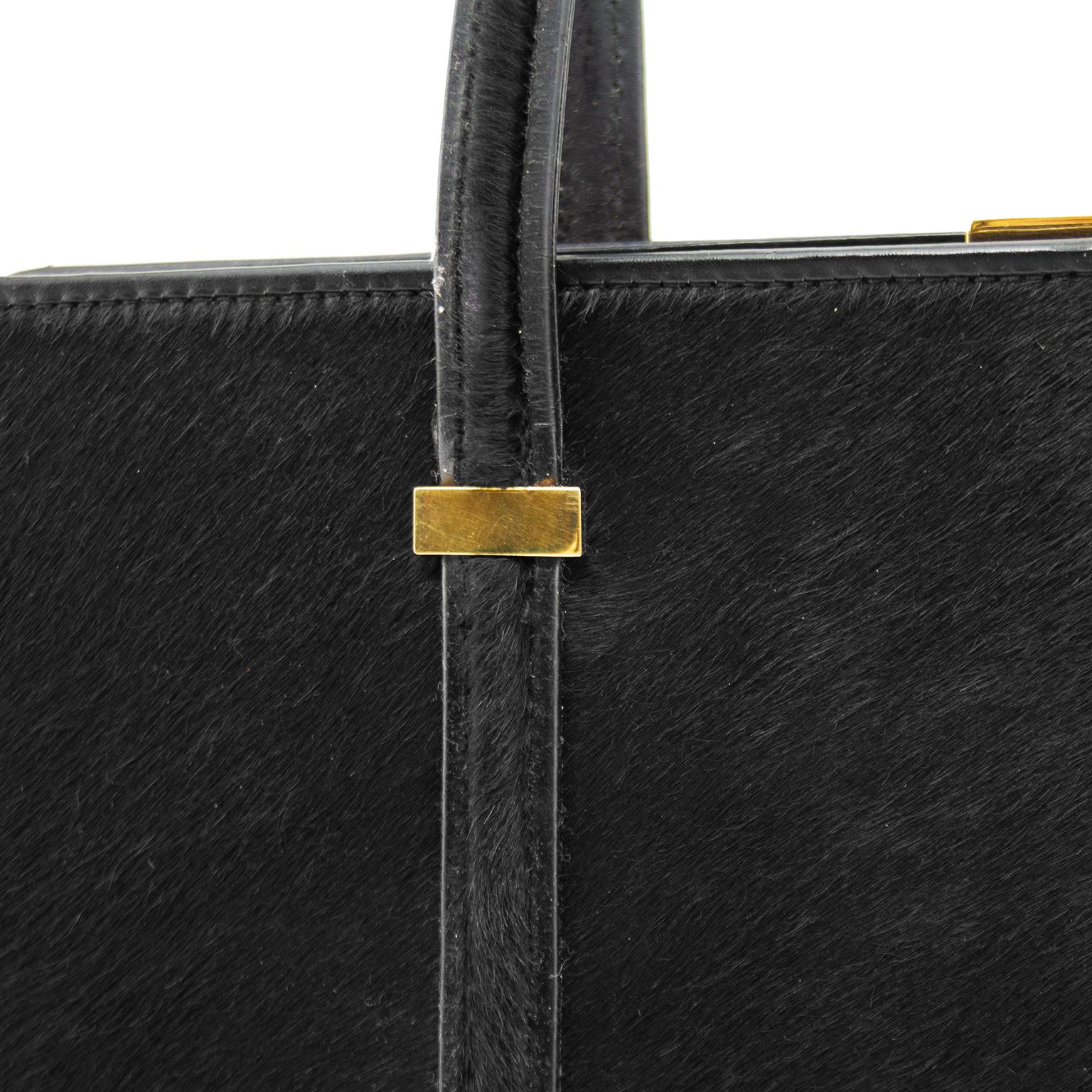 Women's or Men's 1990s Gucci Black Pony Hair Frame Bag