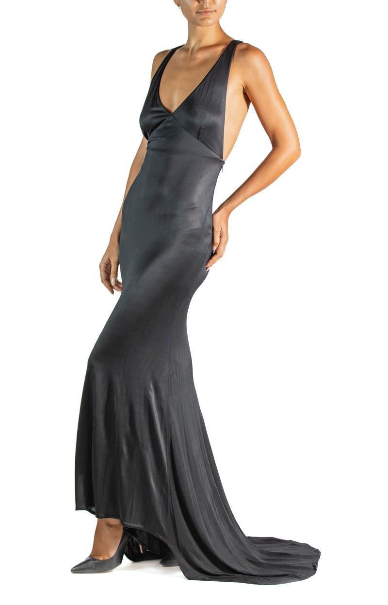 1990S Gucci Blue-Black Rayon Jersey Dress For Sale 3