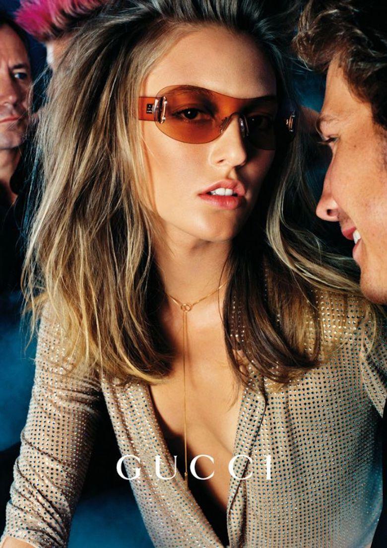 Gucci 1990s Blue Rimless Shield Sunglasses 4