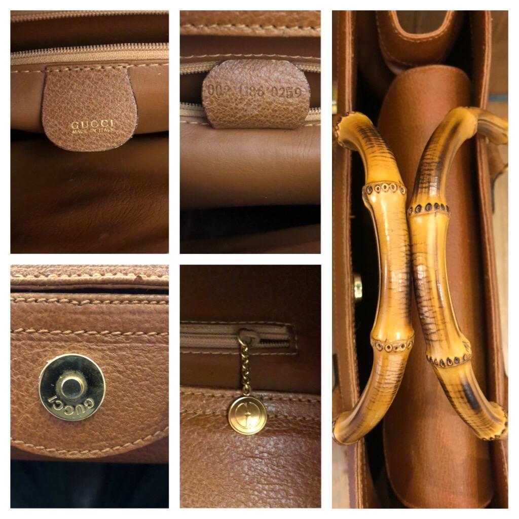 1990s GUCCI Brown Leather Bamboo Tote Princess Diana (Large Size) 1