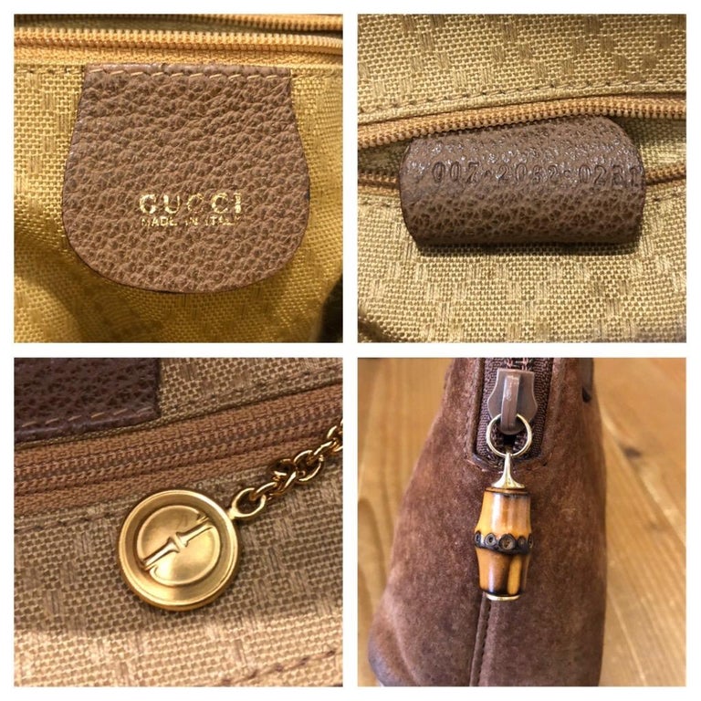 1990s GUCCI Brown Suede Mini Bamboo Crossbody Bag at 1stDibs
