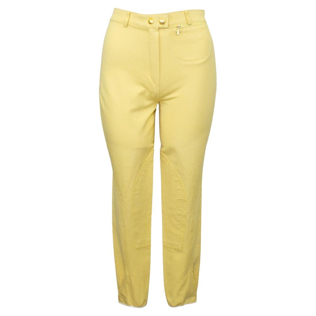 1990s Gucci Butter Yellow Cropped Jodhpurs For Sale