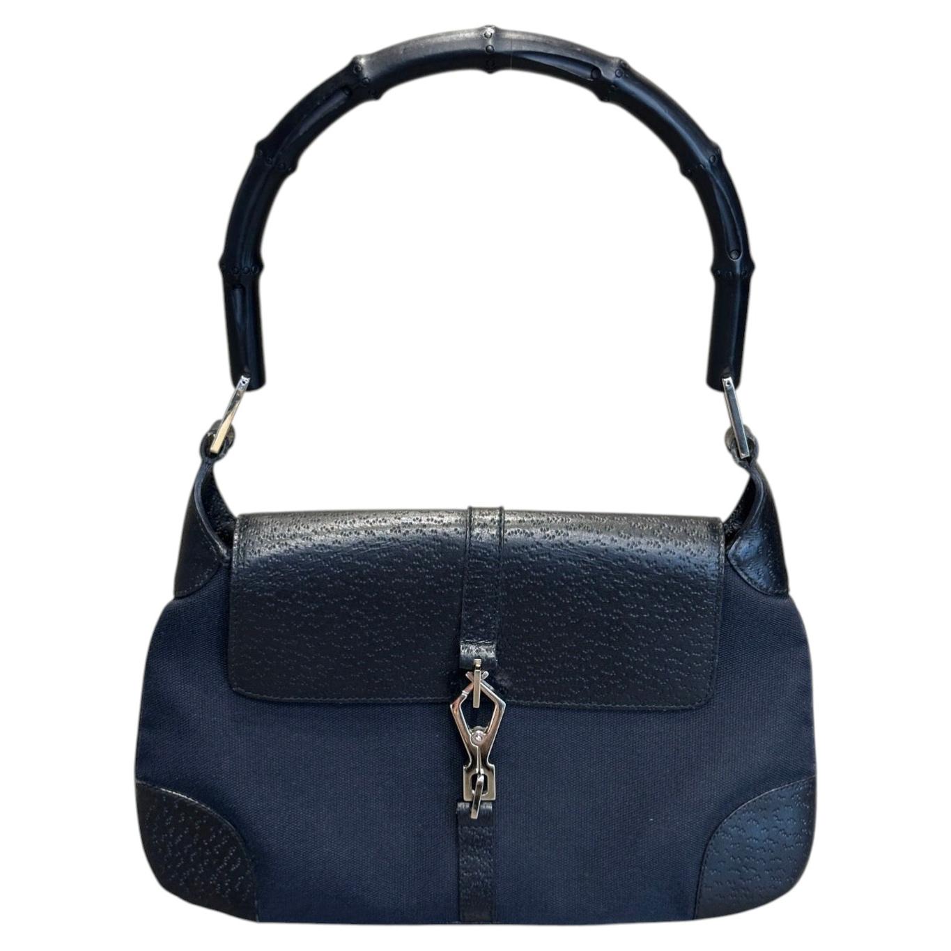 Jackie-Tasche von Gucci aus den 1990er Jahren, entworfen von Tom Ford, mit Bambusgriffen und Lederklappe