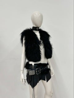 1990s Gucci by Tom Ford Black Mongolian Fur Cropped Jacket / vest
