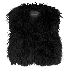 1990s Gucci by Tom Ford Black Mongolian Fur Cropped Jacket / vest
