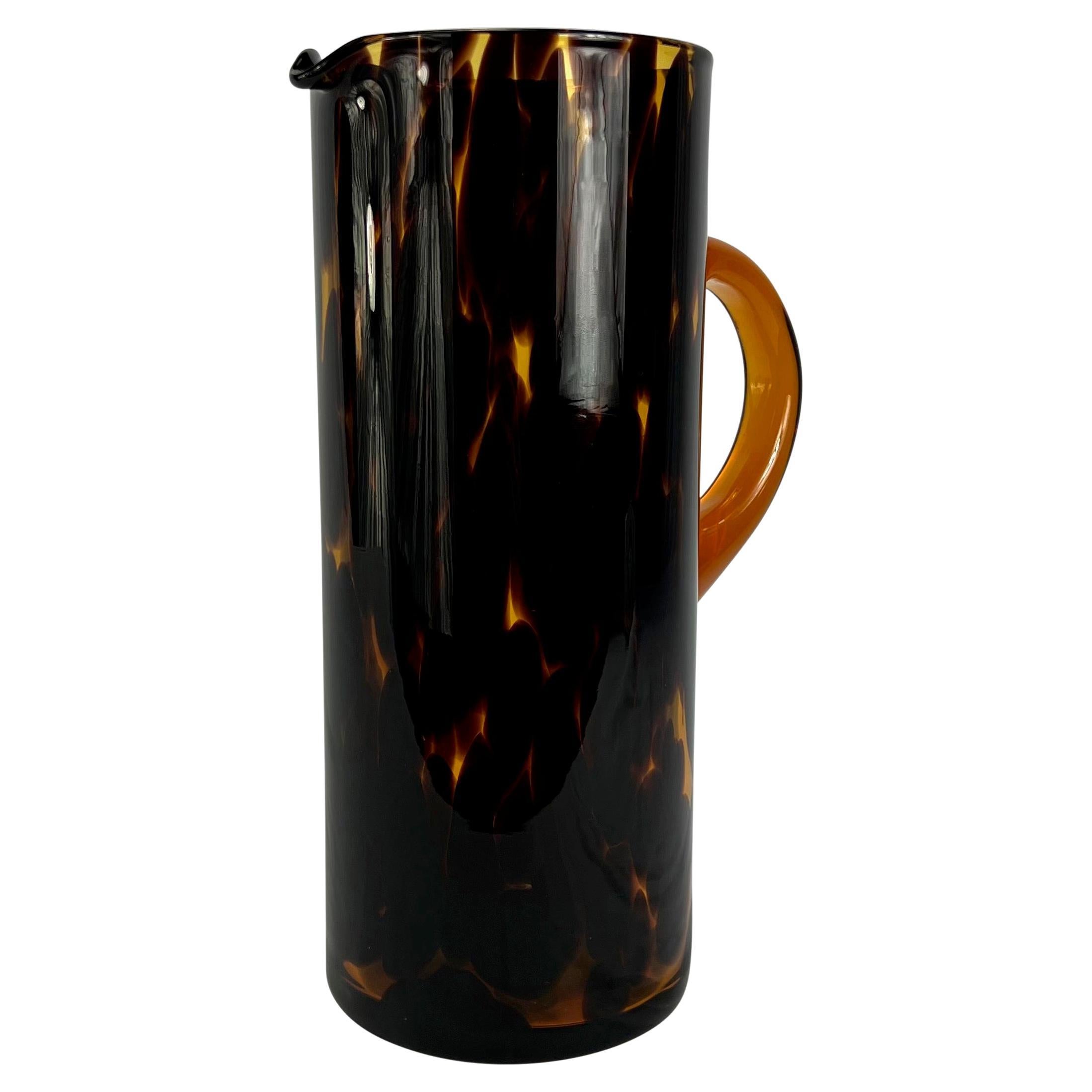 Women's or Men's 1990s Gucci by Tom Ford Brown Blown Murano Glass Tortoiseshell Pitcher  For Sale