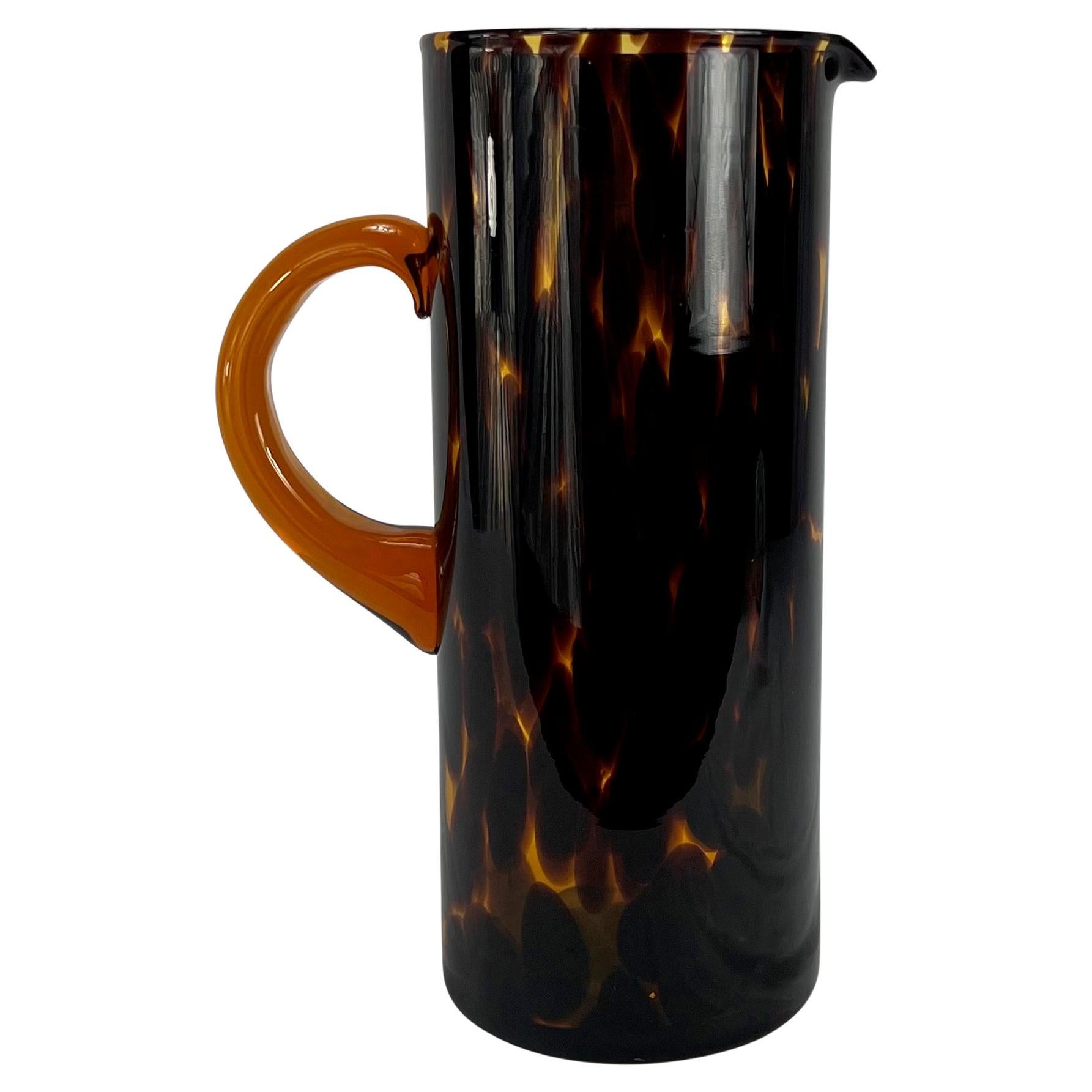 1990s Gucci by Tom Ford Brown Blown Murano Glass Tortoiseshell Pitcher  For Sale
