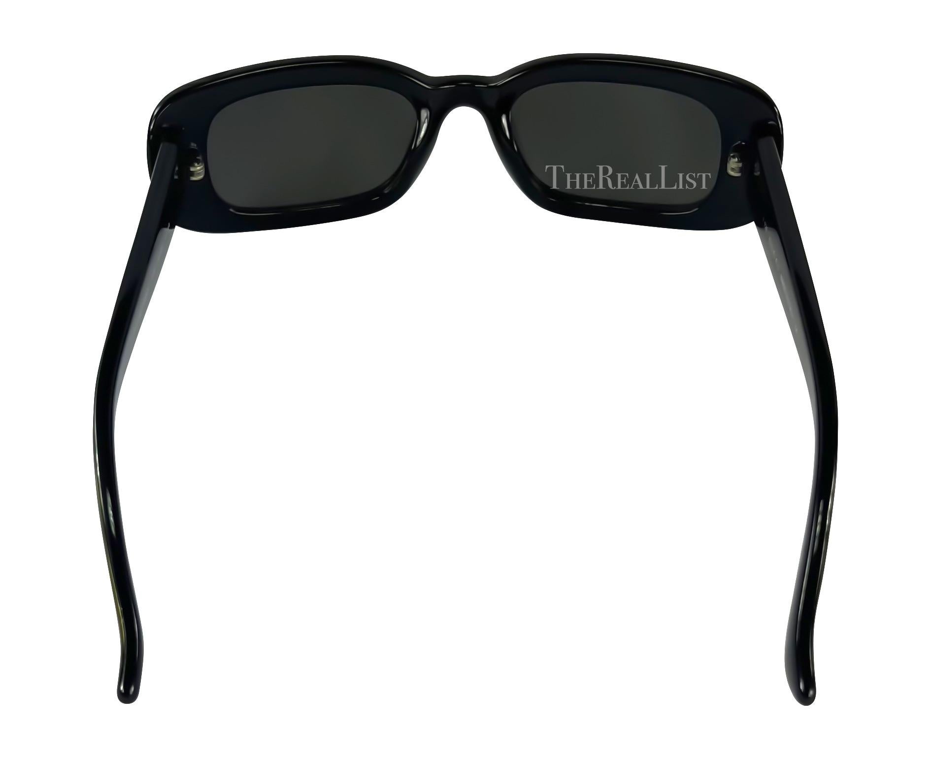 1990s Gucci by Tom Ford Green Metallic Rectangular Sunglasses 2