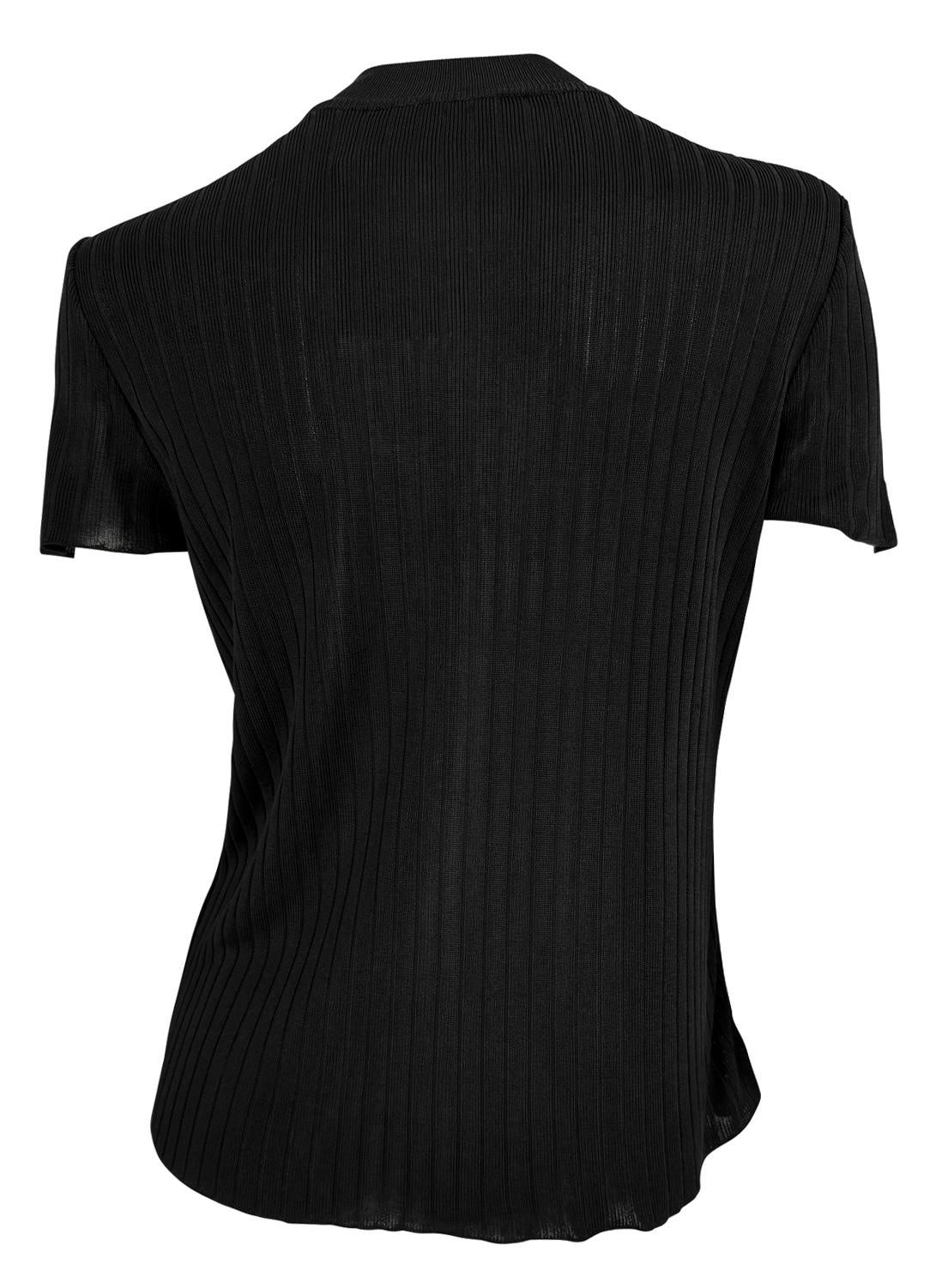 1990 Gucci by Tom Ford - Maglietta a collo alto a costine nera e trasparente In condizioni ottime in vendita a West Hollywood, CA