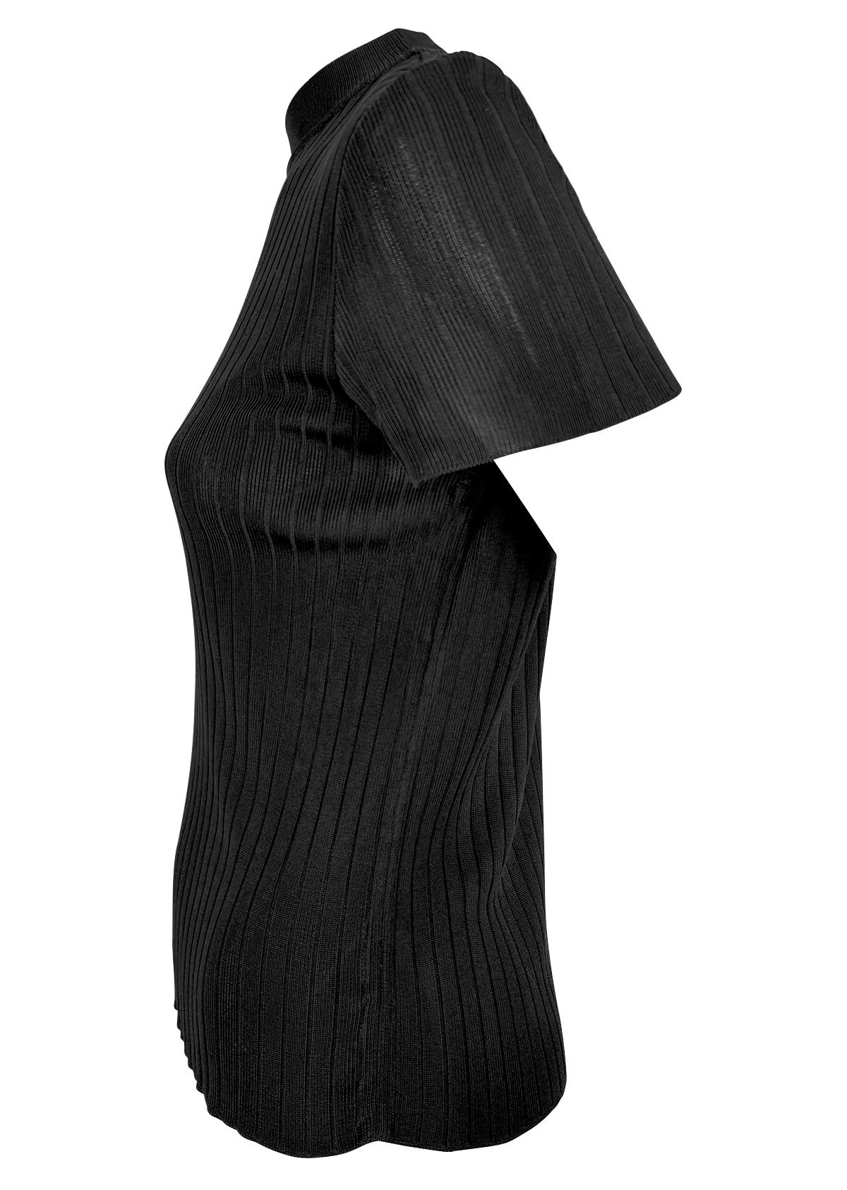 Donna 1990 Gucci by Tom Ford - Maglietta a collo alto a costine nera e trasparente in vendita