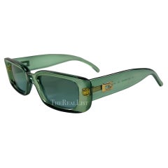 1990s Gucci by Tom Ford Square 'G' Green Clear Sunglasses Logo
