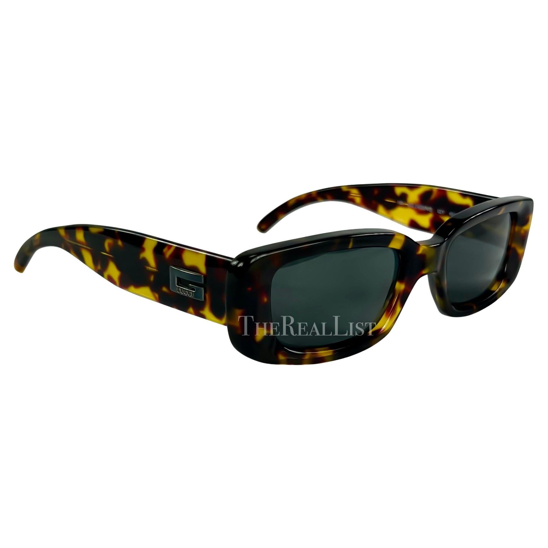 1990er Jahre Gucci by Tom Ford Quadratische „G“-Logo Schildpatt-Sonnenbrille  im Angebot 1