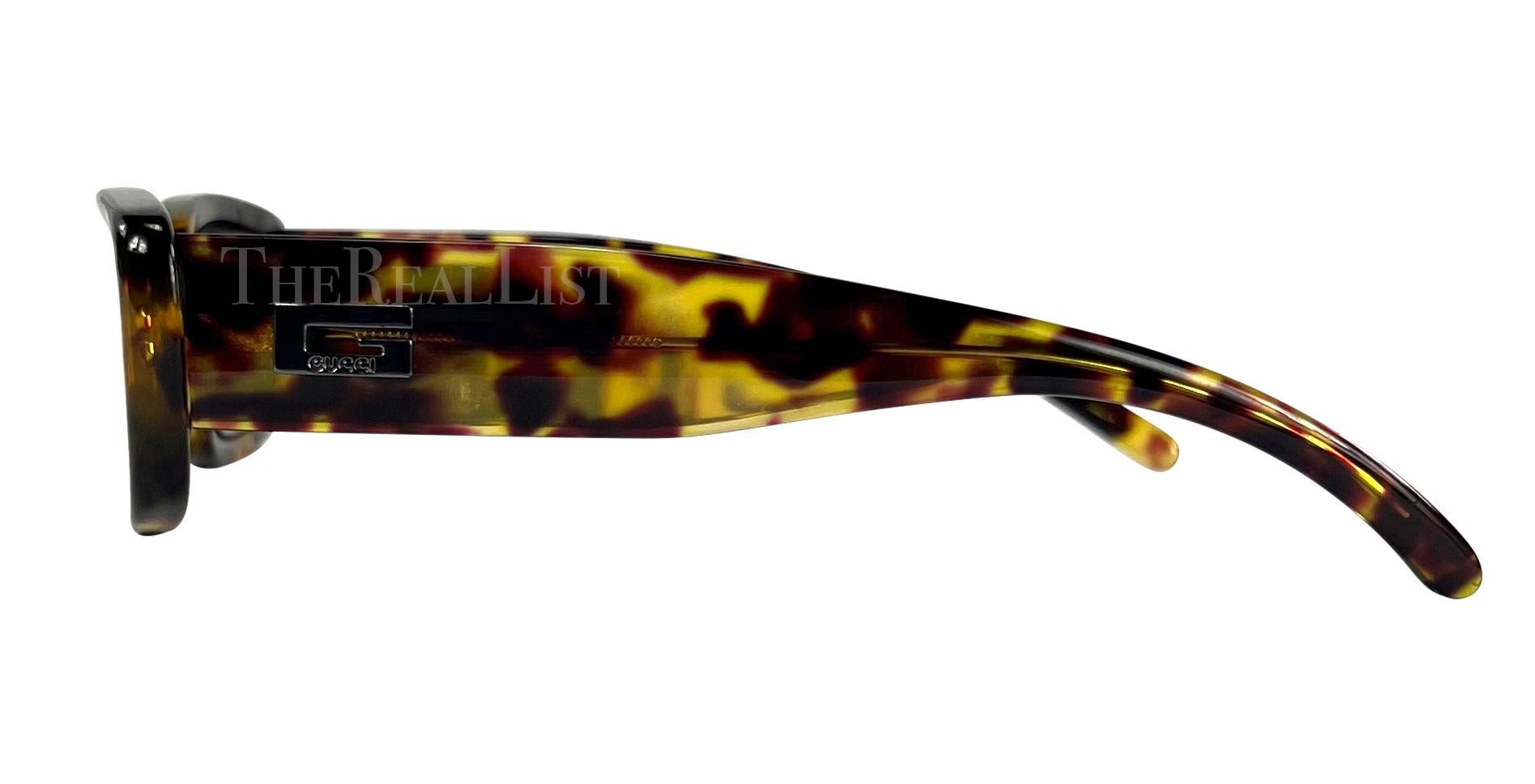 1990er Jahre Gucci by Tom Ford Quadratische „G“-Logo Schildpatt-Sonnenbrille  im Angebot 3