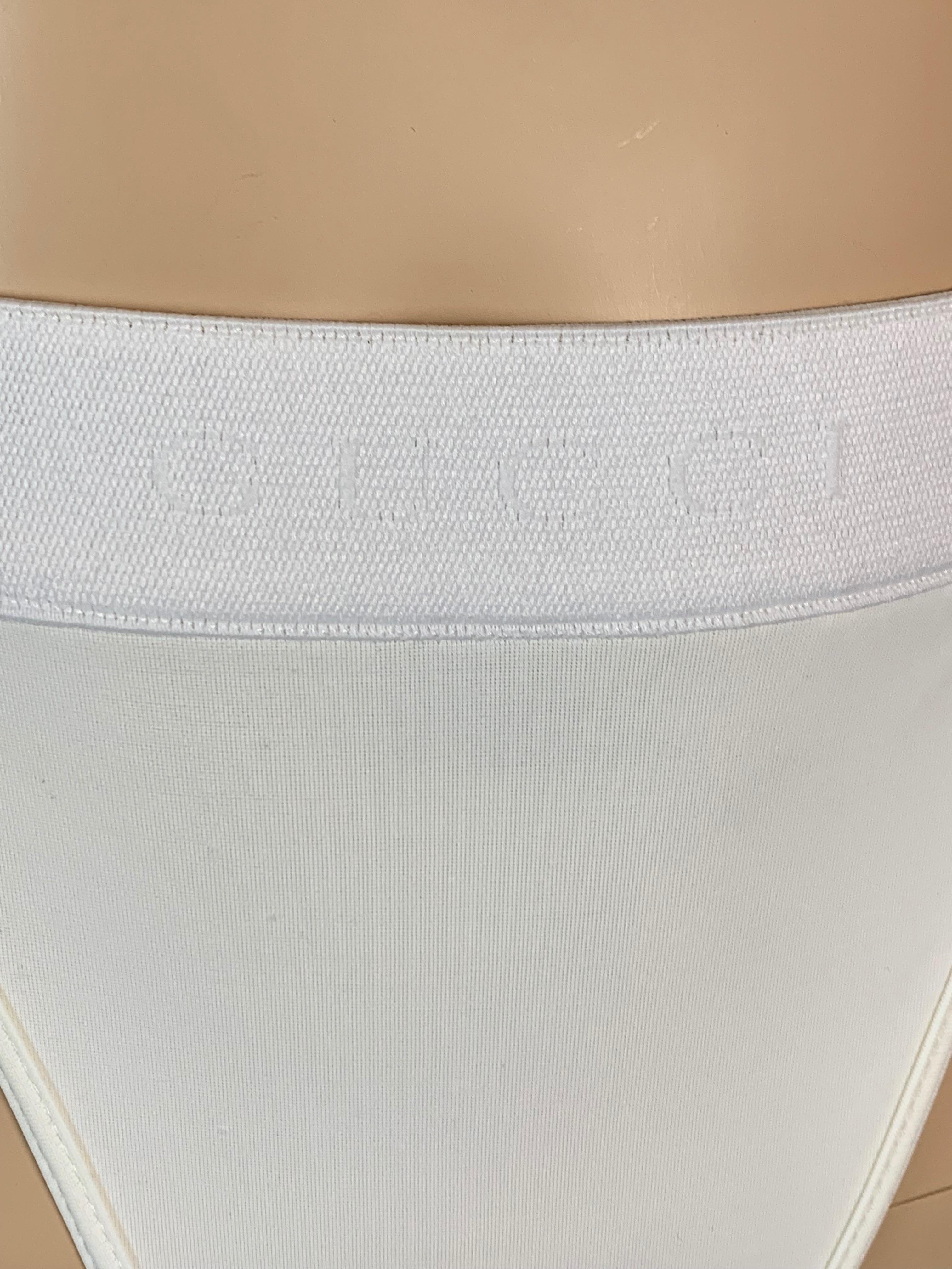 1990's Gucci by Tom Ford White Logo Monogram High Waist Thong Bikini Swimwear In Good Condition In Yukon, OK