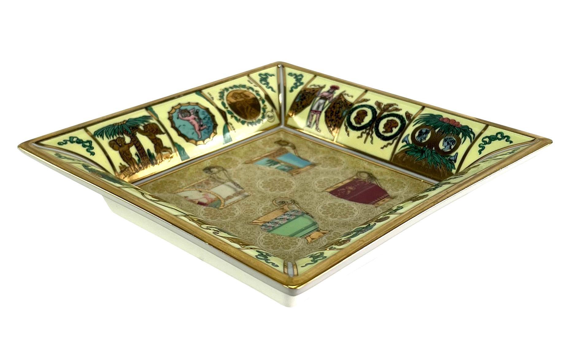 Women's 1990s Gucci Demitasse Espresso Cup Pattern Gold Porcelain Trinket Dish Ashtray For Sale