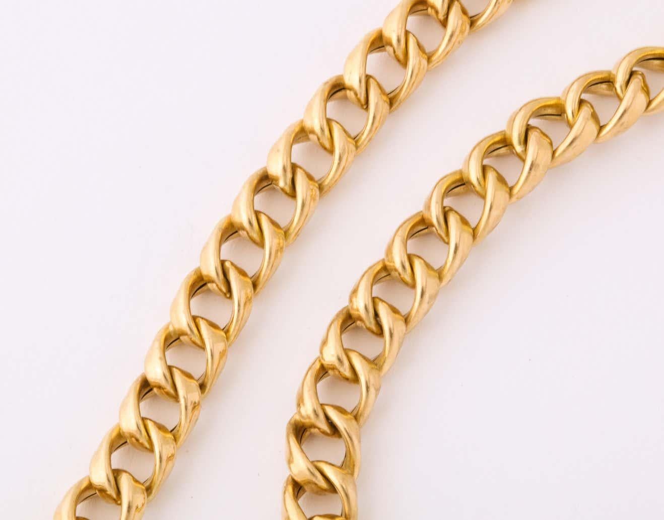 1990's Gucci Double Layer Gold Link Necklace with Watch Chain Style Clasp For Sale 3