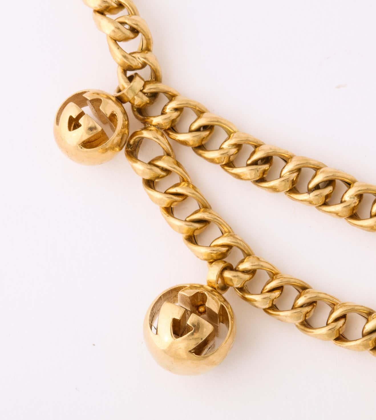 Women's 1990's Gucci Double Layer Gold Link Necklace with Watch Chain Style Clasp For Sale