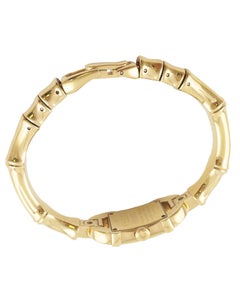 1990's Gucci Gold Plated Ladies Quartz Watch with Bamboo Style Strap