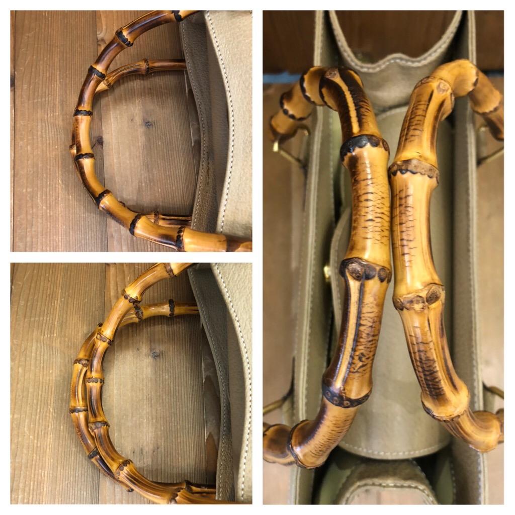 1990er Gucci Khaki Leder Bamboo Tote Prinzessin Diana Tote (Medium) 2