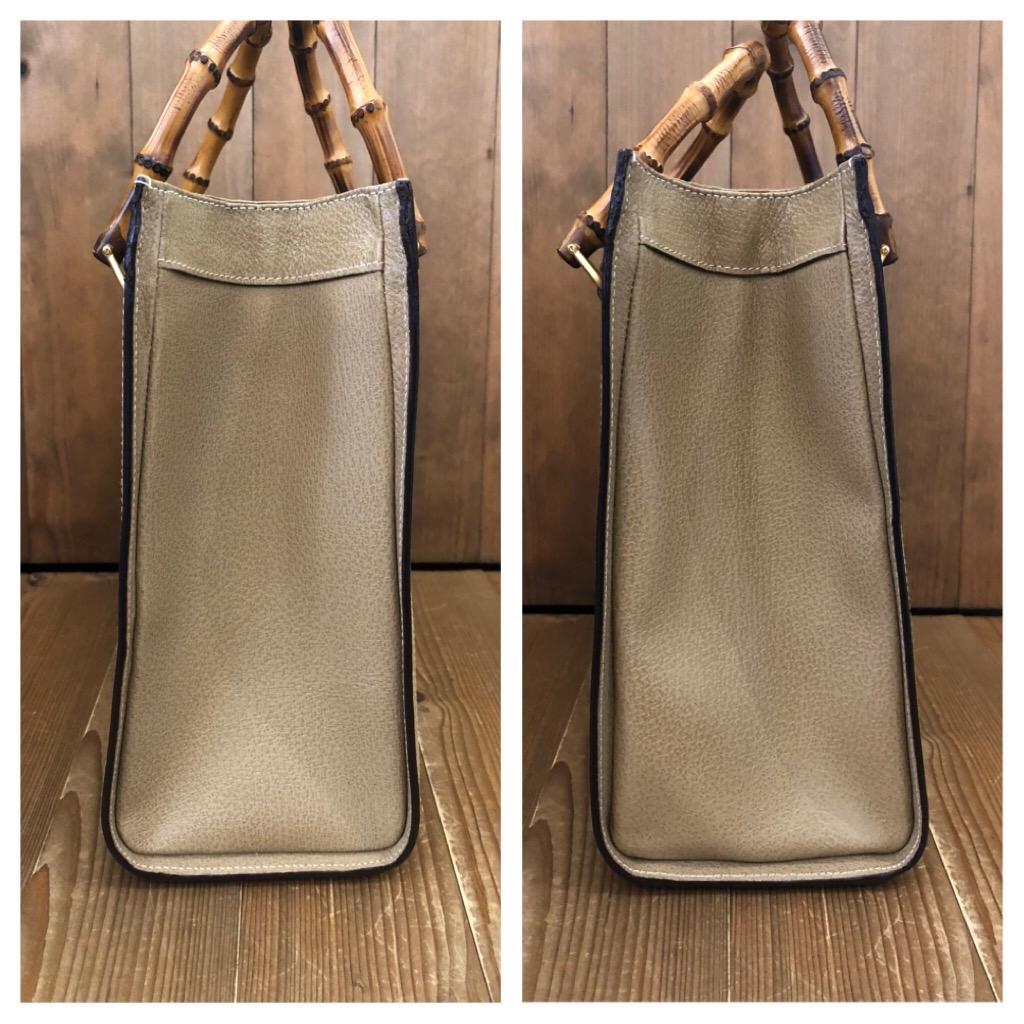 1990er Gucci Khaki Leder Bamboo Tote Prinzessin Diana Tote (Medium) 3