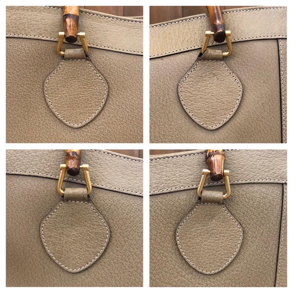 1990er Gucci Khaki Leder Bamboo Tote Prinzessin Diana Tote (Medium) 4