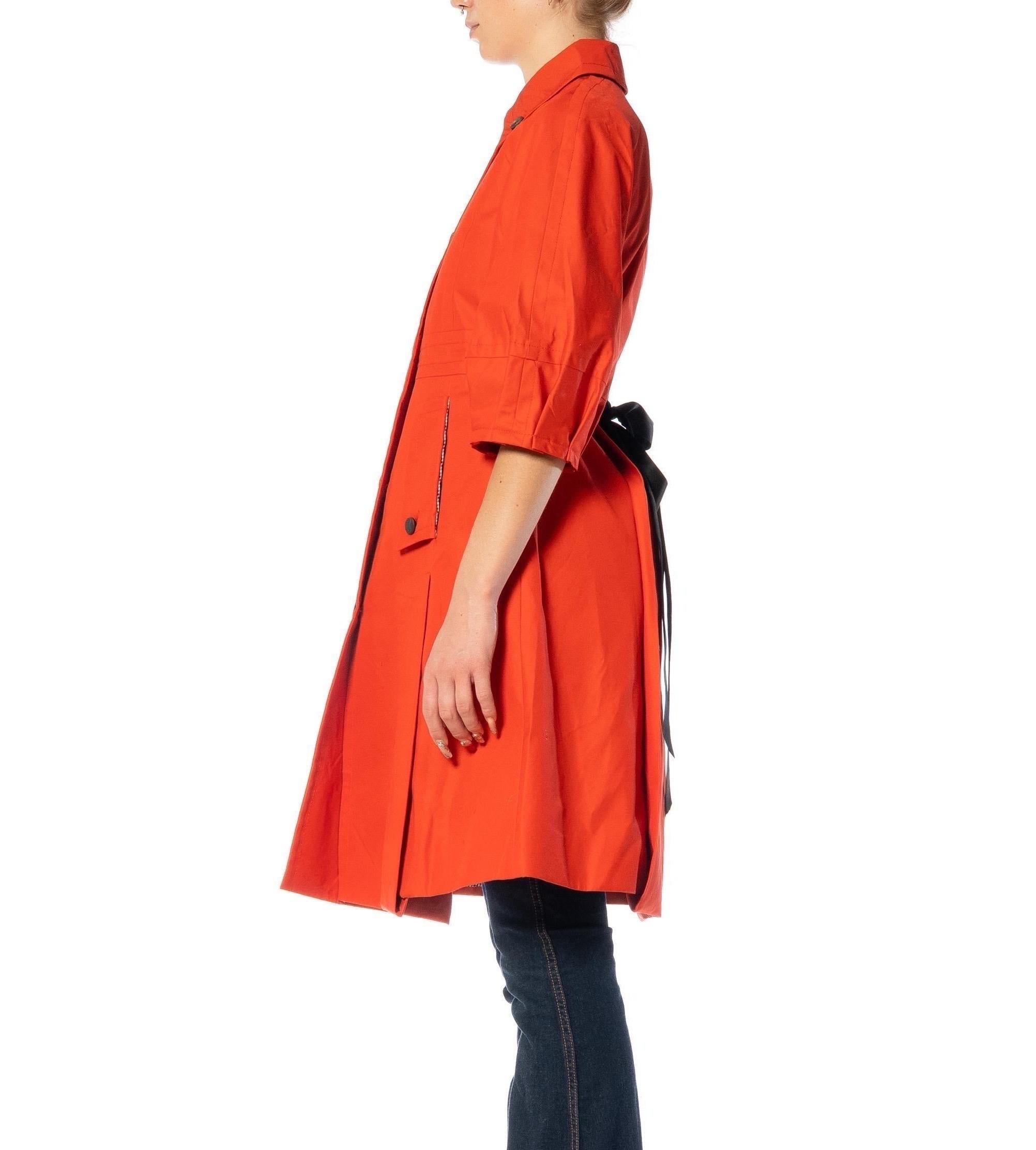 Women's 1990S GUCCI Orange Cotton & Poly Coat With Gingham Lining For Sale