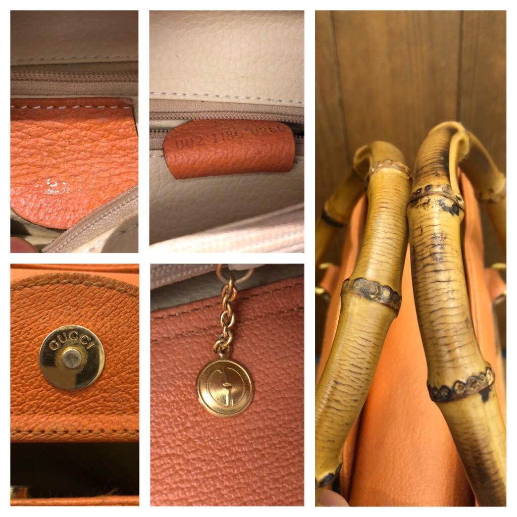 1990s Vintage GUCCI Orange Suede Leather Bamboo Diana Tote Bag (Medium) 1