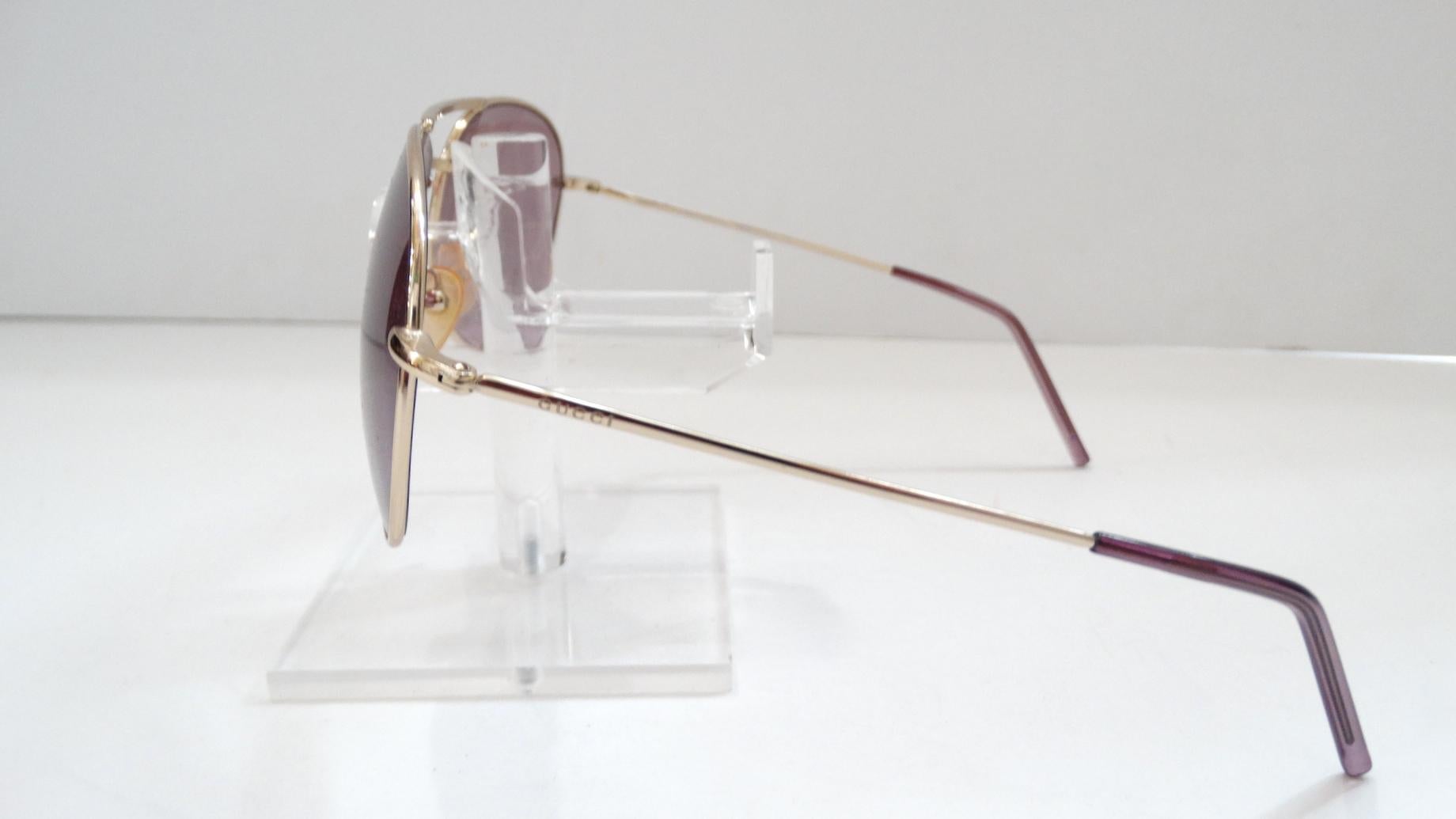 Gucci 1990s Purple Lens Aviators In Good Condition In Scottsdale, AZ