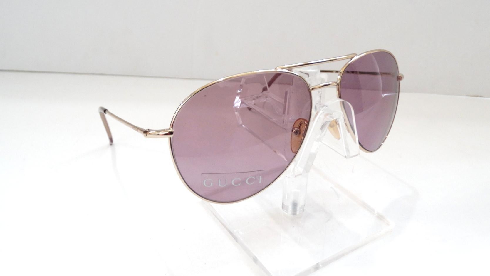 Women's or Men's Gucci 1990s Purple Lens Aviators