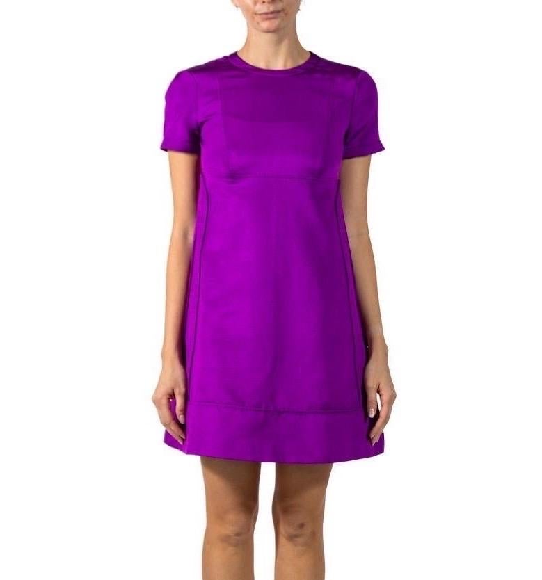 1990S GUCCI Purple Silk & Poly Dress In Excellent Condition For Sale In New York, NY