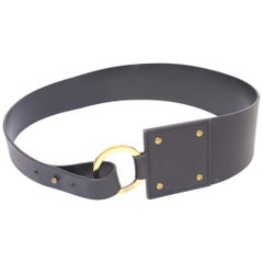 1990s Gucci Ring Black Leather Belt