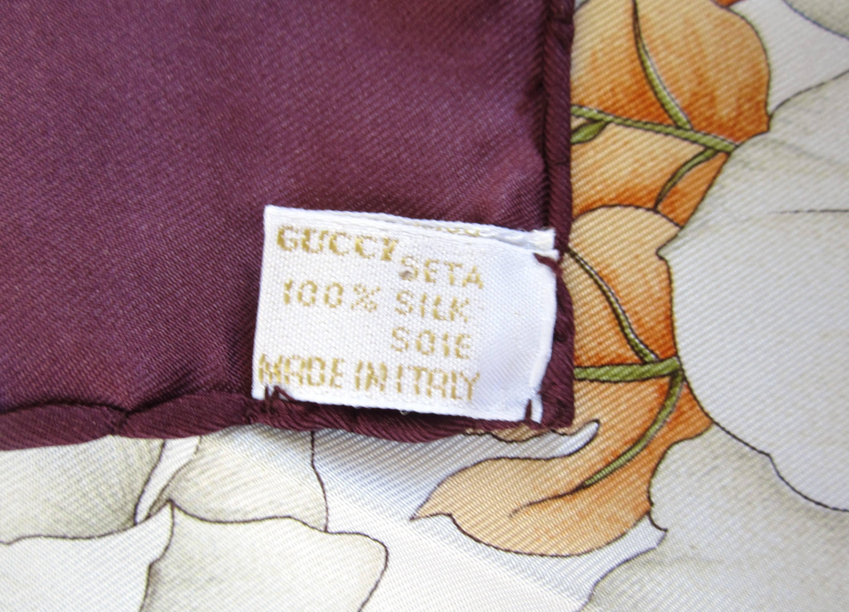 1990s Gucci Silk Floral Scarf New, Never Worn  In New Condition For Sale In Wallkill, NY