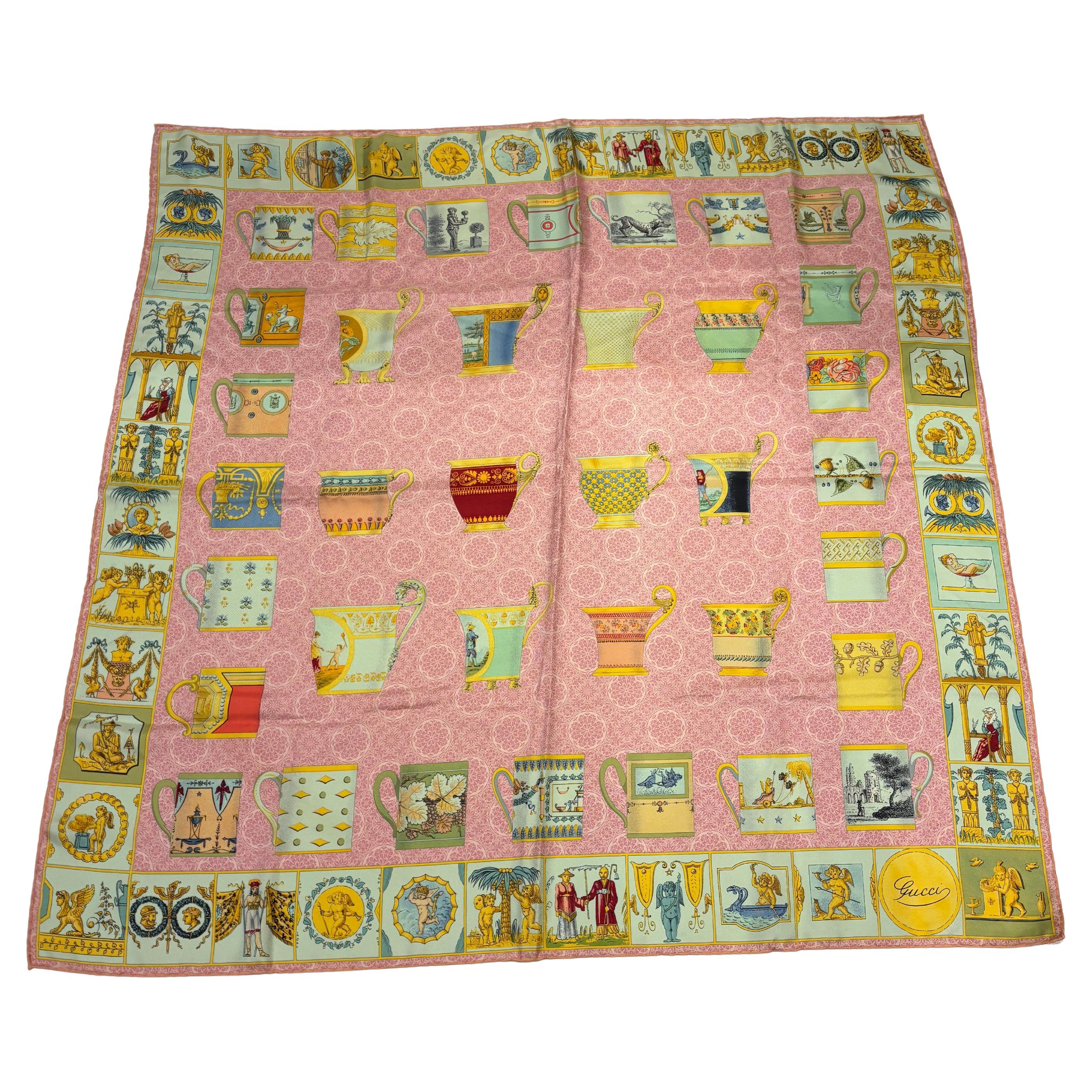 1990s Gucci Silk Scarf 34"x34" For Sale