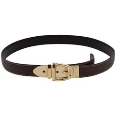 1990s Gucci Solid Buckle Chocolate Brown Leather Belt