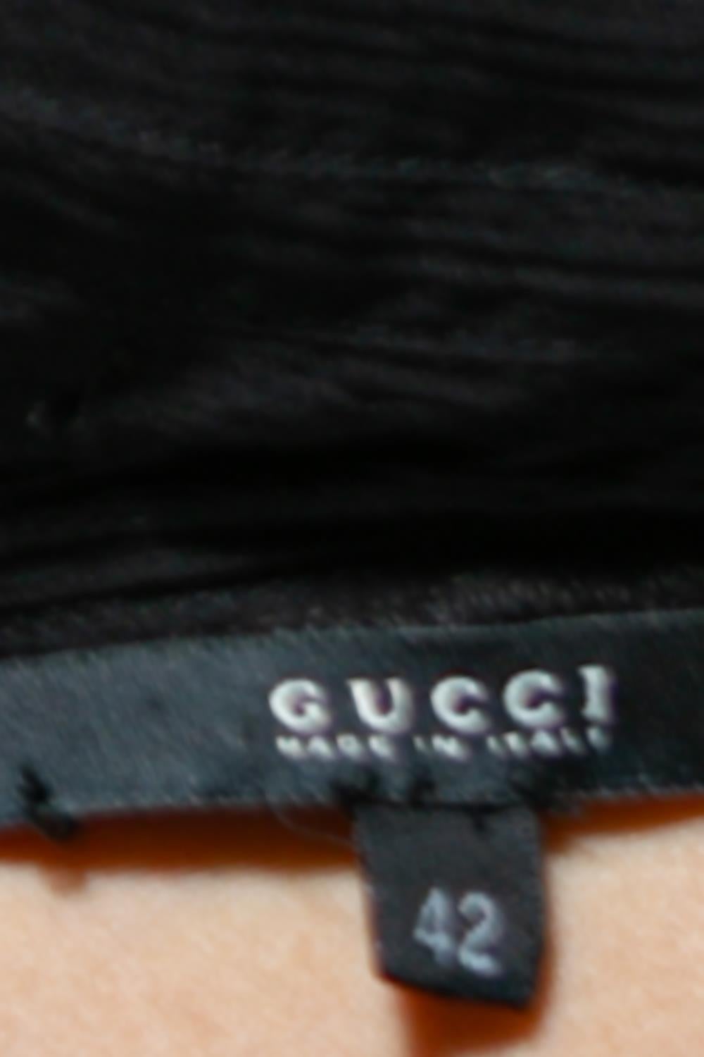 1990S GUCCI TOM FORD Black Silk Chiffon Gown For Sale 7