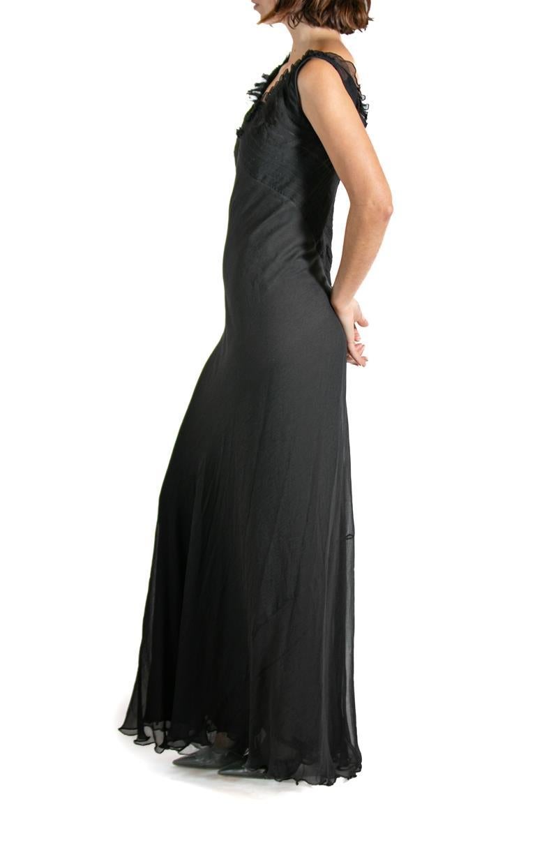 1990S GUCCI TOM FORD Black Silk Chiffon Gown In Good Condition For Sale In New York, NY