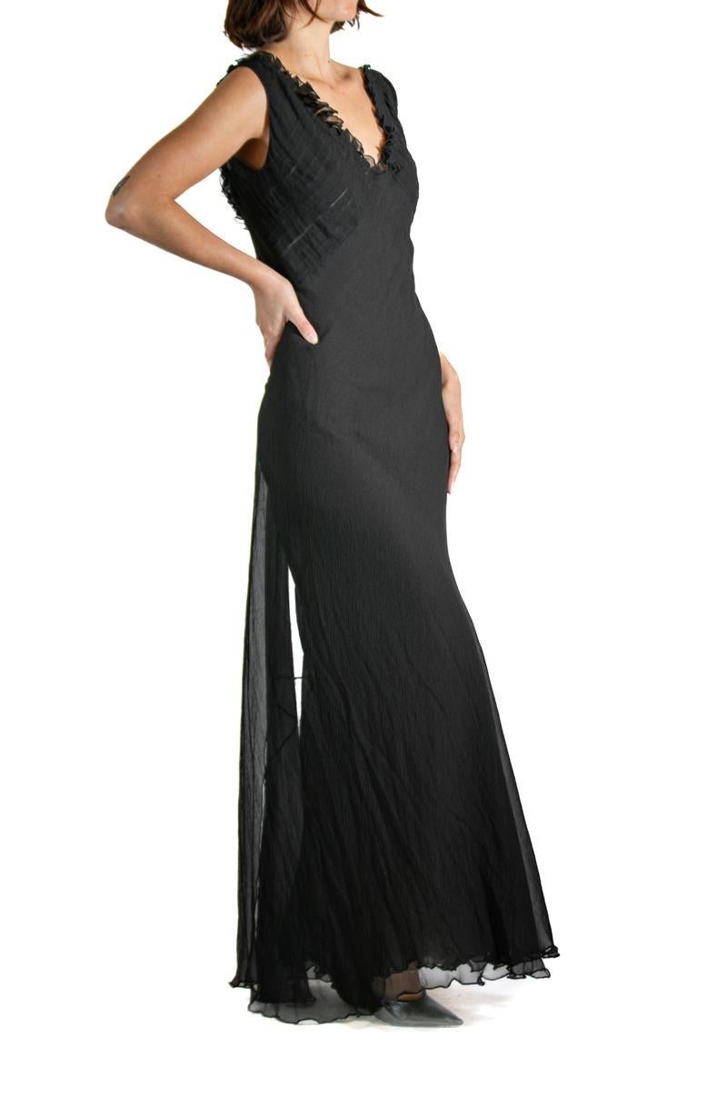 1990S GUCCI TOM FORD Black Silk Chiffon Gown For Sale 1