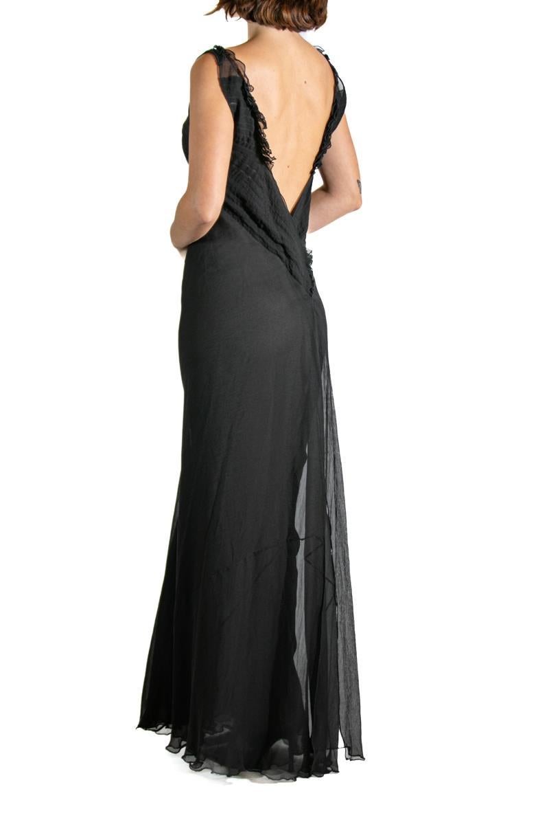1990S GUCCI TOM FORD Black Silk Chiffon Gown For Sale 2