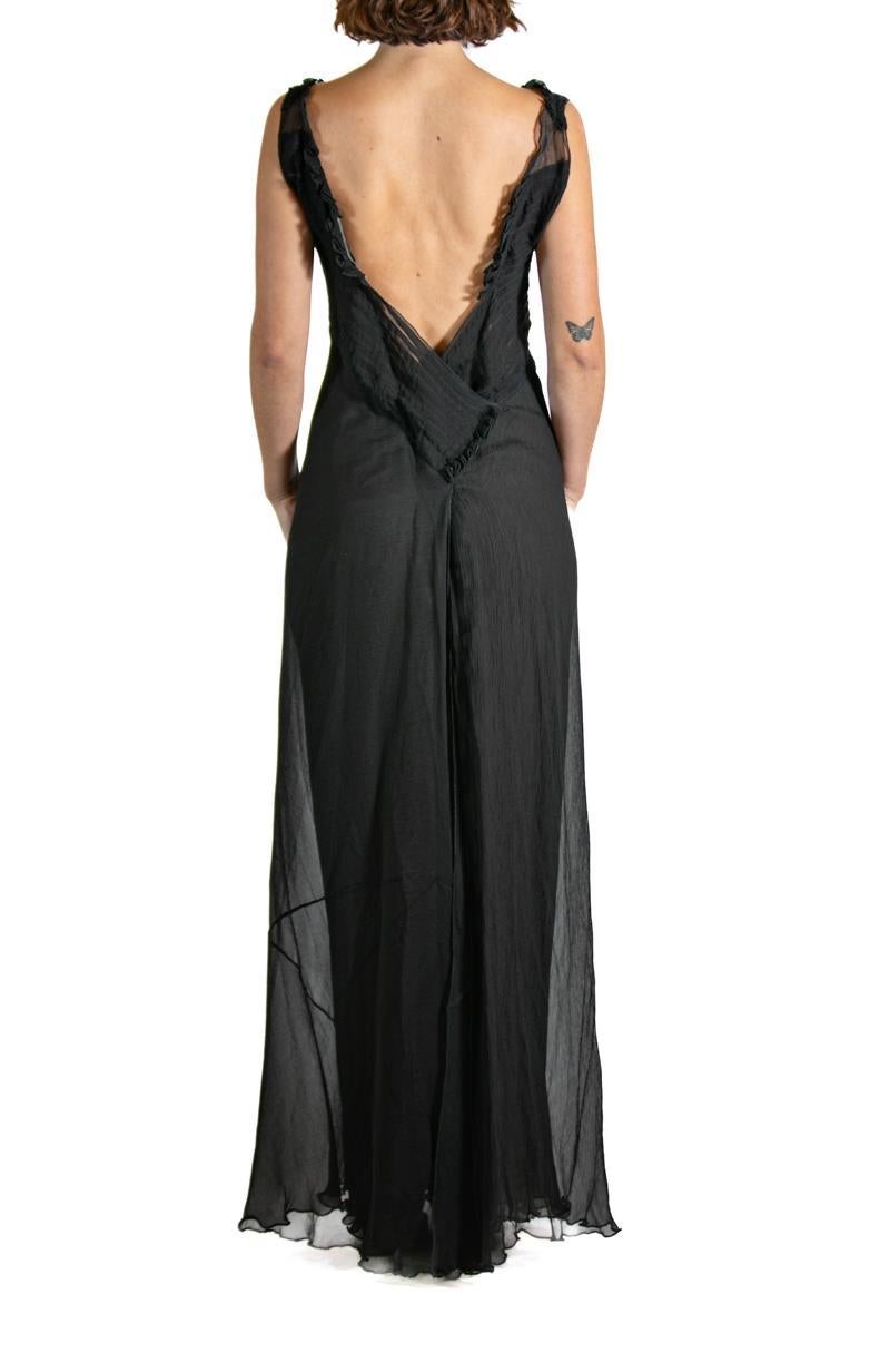 1990S GUCCI TOM FORD Black Silk Chiffon Gown For Sale 3