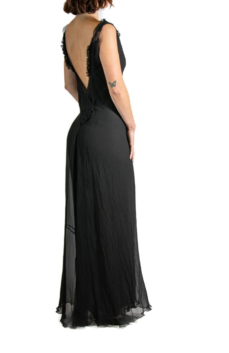 1990S GUCCI TOM FORD Black Silk Chiffon Gown For Sale 4