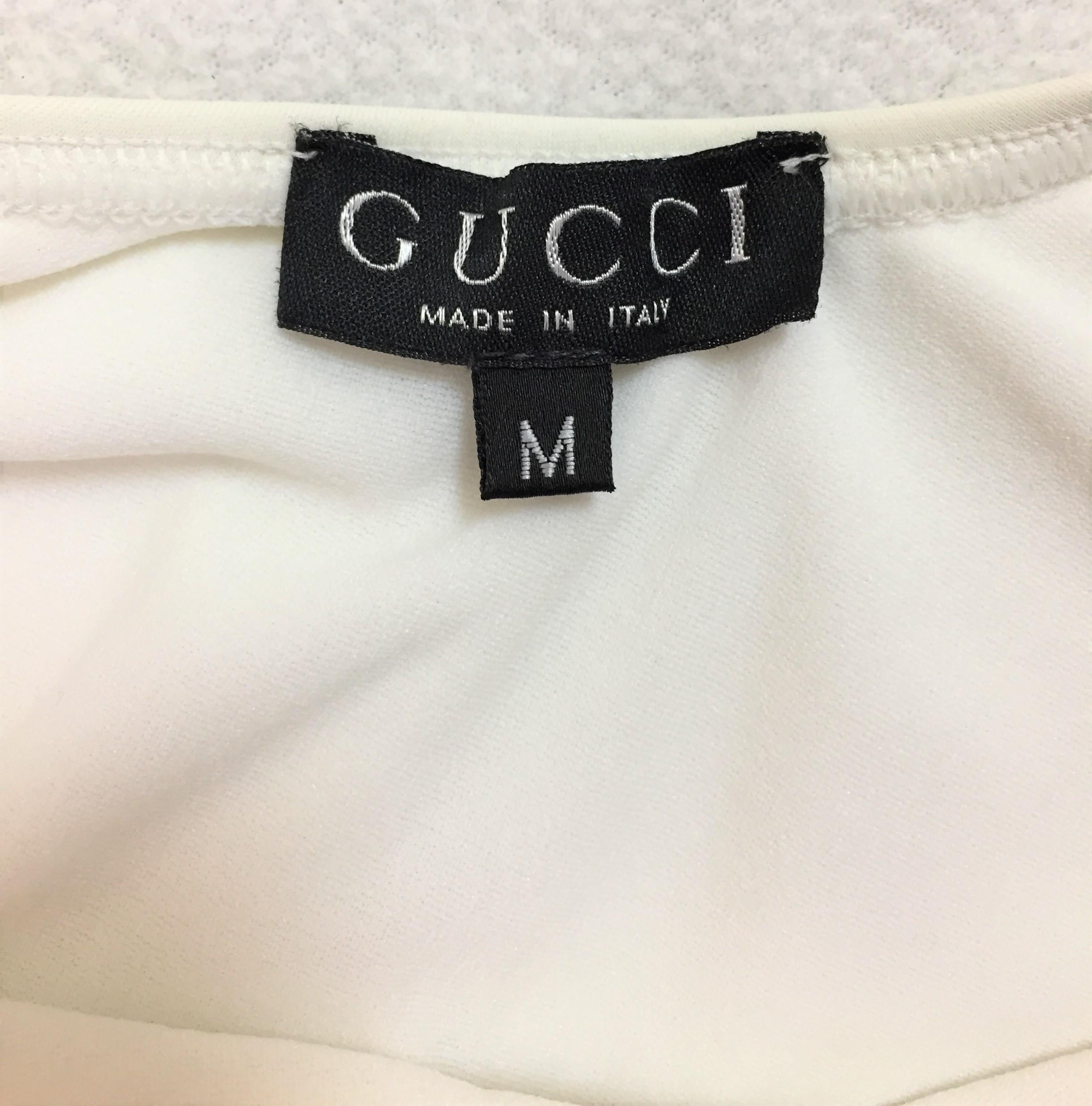 1990's Gucci Tom Ford White Swimsuit Bodysuit w/ Silver Logo Charm In Good Condition In Yukon, OK