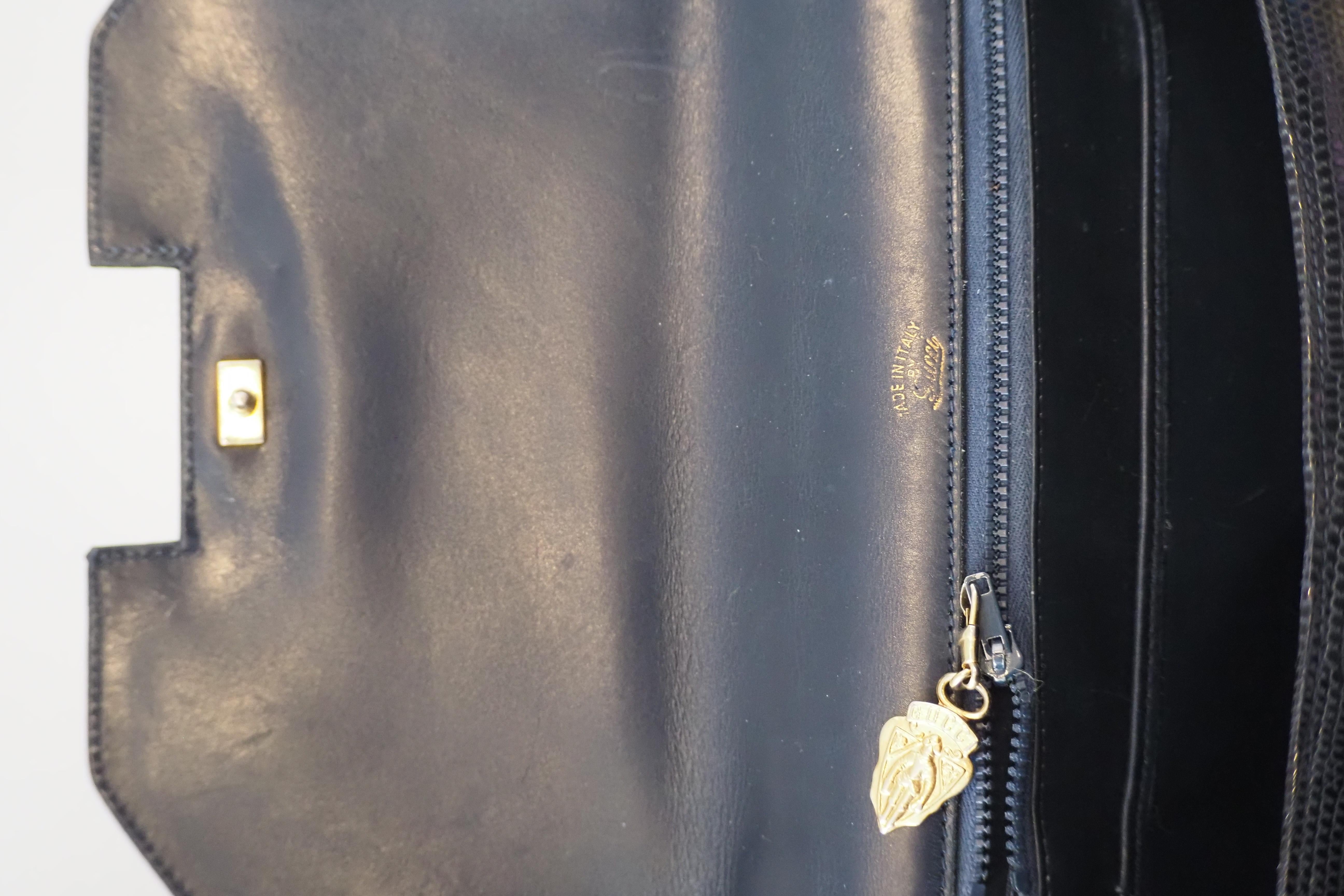 1990s Gucci vintage lizard handle bag with pink black gold heart charm For Sale 5