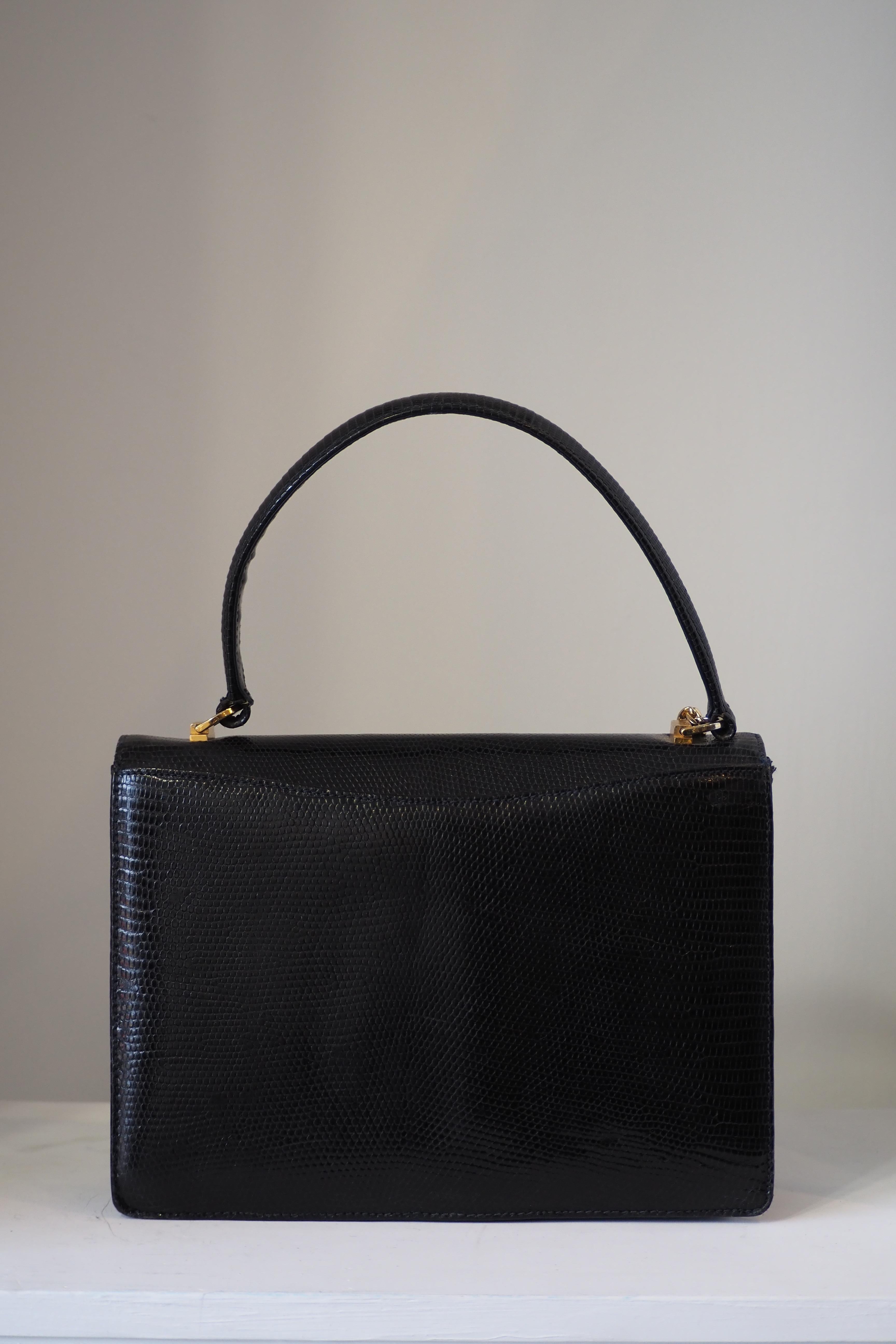 1990s Gucci vintage lizard handle bag with pink black gold heart charm For Sale 2