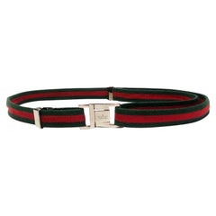 ceinture réglable Gucci Web verte et rouge des années 1990 avec boucle en acier